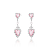 FANCIME „Pink Moment“ Ohrhänger in Herzform aus Sterlingsilber mit weißer Perle und Zirkonia 