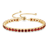 „Ewige Eleganz“ – Januar-Geburtsstein-Granat-Tennisarmband aus Sterlingsilber mit klassischer Bolo-Kette
