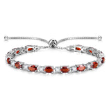 „Glamour Radiance“ Januar Geburtsstein Granat Sterling Silber Tennisarmband Klassische Bolo-Kette