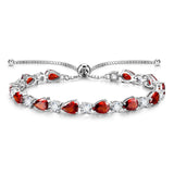 "Glamour Teardrop" Bracelet de tennis en argent sterling avec grenat, pierre de naissance de janvier, chaîne bolo classique