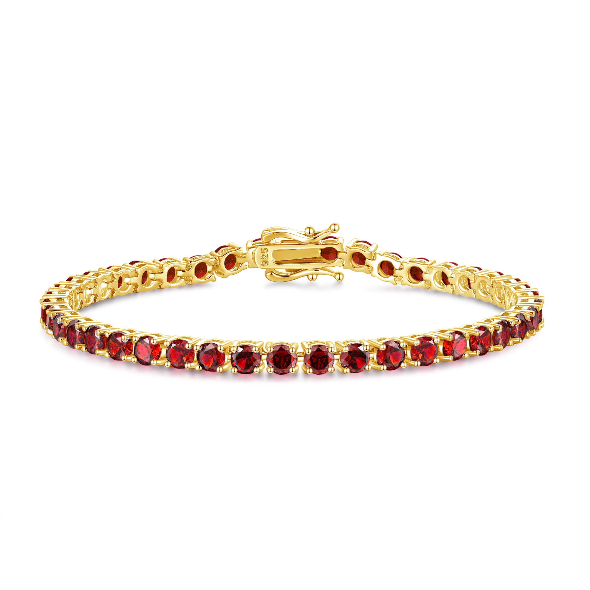 „Bold Strength“ Tennisarmband aus Sterlingsilber mit rotem Granat 