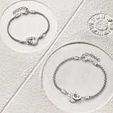 FANCIME "Roman Time" Interlocking Circle Couples Sterling Silver Wheat Chain Bracelets