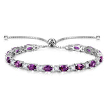 „Glamour Radiance“ – Amethyst-Geburtsstein-Tennisarmband aus Sterlingsilber mit klassischer Bolo-Kette (Februar)