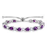 „Glamour Teardrop“ – Amethyst-Armband aus Sterlingsilber mit Geburtsstein für Februar und klassischer Bolo-Kette