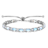 „Glamour Radiance“ – Mondstein-Tennisarmband aus Sterlingsilber mit klassischer Bolo-Kette (Geburtsstein Juni)