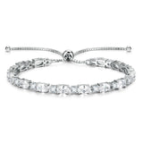 „Glamour Radiance“ – Geburtsstein-Tennisarmband aus Sterlingsilber mit klassischer Bolo-Kette für April
