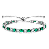 "Glamour Radiance" Bracelet de tennis en argent sterling avec émeraude, pierre de naissance de mai, chaîne bolo classique