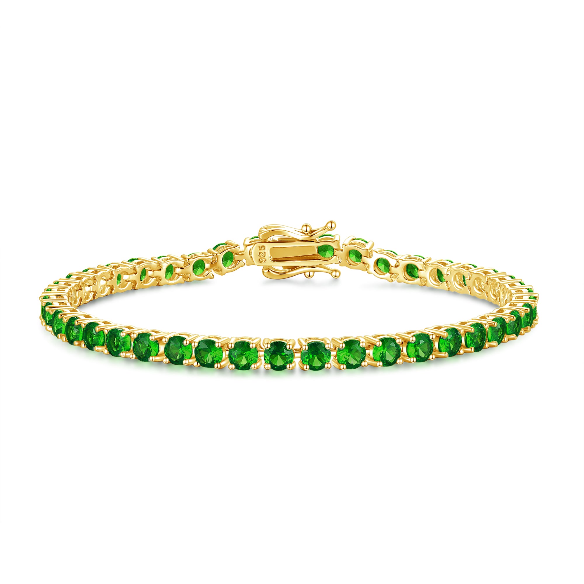„Royal Fortune“ Grünes Smaragd-Tennisarmband aus Sterlingsilber 