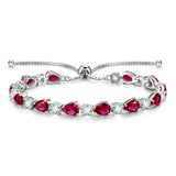 „Glamour Teardrop“ Rubin-Armband aus Sterlingsilber mit Geburtsstein für Juli und klassischer Bolo-Kette