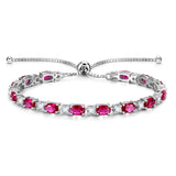 „Glamour Radiance“ – Rubin-Tennisarmband aus Sterlingsilber mit Geburtsstein für Juli und klassischer Bolo-Kette