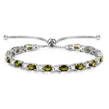 „Glamour Radiance“ – Peridot-Armband aus Sterlingsilber mit Geburtsstein für August und klassischer Bolo-Kette