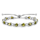 „Glamour Teardrop“ Peridot-Armband aus Sterlingsilber mit Geburtsstein für August und klassischer Bolo-Kette
