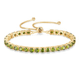 „Ewige Eleganz“ – Peridot-Armband aus Sterlingsilber mit Geburtsstein August, klassische Bolo-Kette