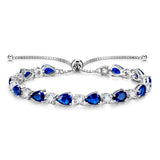 „Glamour Teardrop“ – Saphir-Armband aus Sterlingsilber mit klassischer Bolo-Kette und Geburtsstein für September