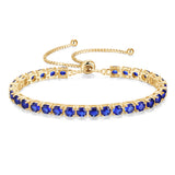 "Élégance Éternelle" Bracelet de Tennis en Saphir en Argent Sterling avec Chaîne Bolo Classique de Septembre