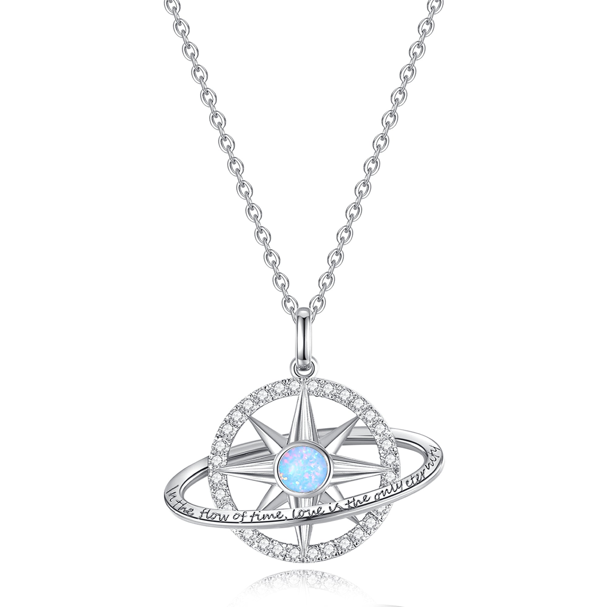 FANCIME „Stellar Promise“ Opal-Geburtsstein-Halskette aus Sterlingsilber für Oktober