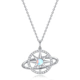 FANCIME „Stellar Promise“ Mondstein-Halskette aus Sterlingsilber, Geburtsstein Juni