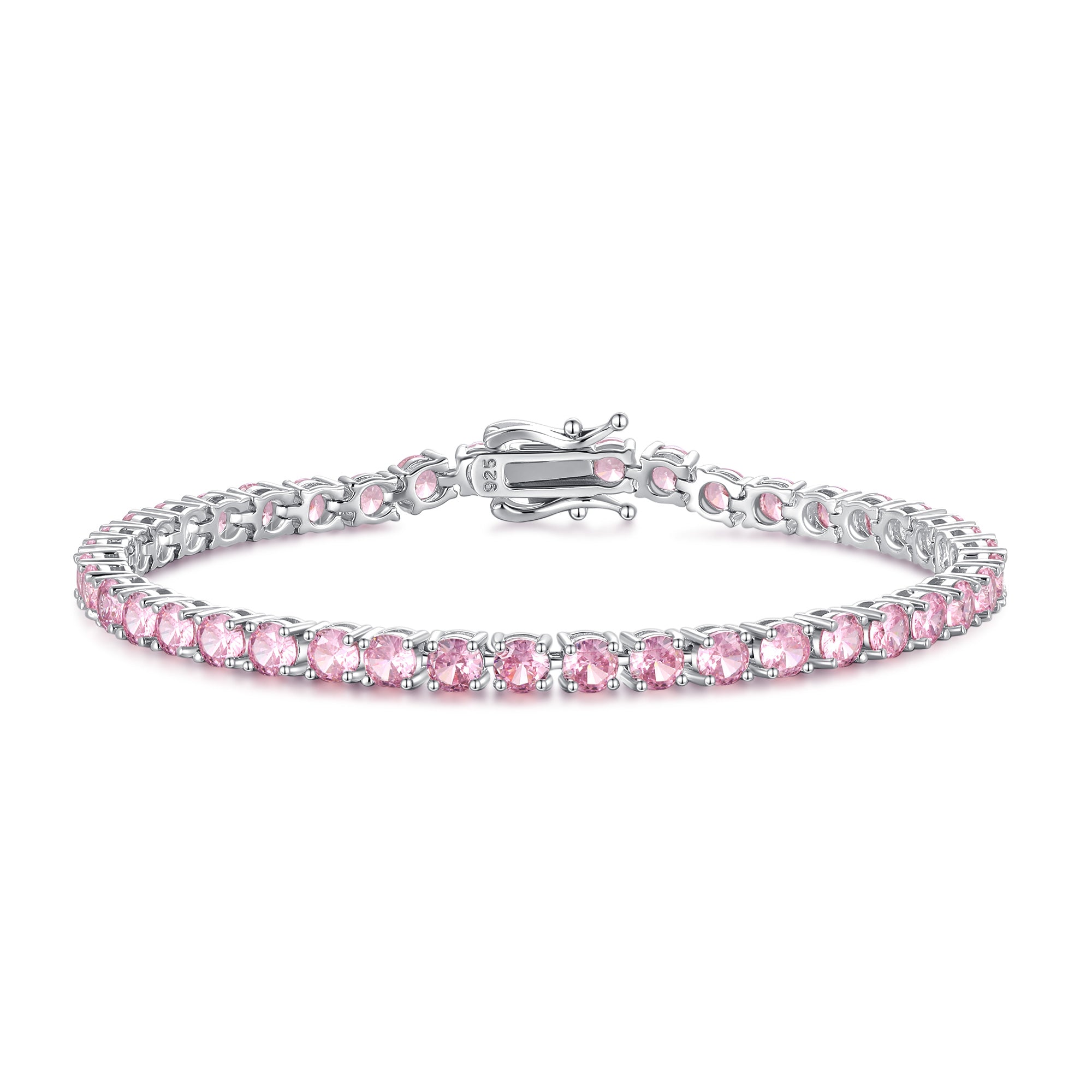 „Pink Romance“ Tennisarmband aus Sterlingsilber mit rosa Stein 