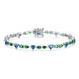 FANCIME „Dawn“ Smaragd-Saphir-Geburtsstein-Tennisarmband aus Sterlingsilber