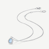 Ocean Eye Geburtsstein Silber Tropfen-Halskette in Aquamarin