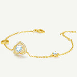 Trinity Textured Silver Bracelet in Created Aquamarine