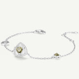 Trinity Textured Silver Bracelet in Created Peridot