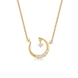 „Lunar Dream“ Halskette aus 14-karätigem Gelbgold mit Mondmotiv und im Labor gezüchtetem Diamanten (0,076 ct).