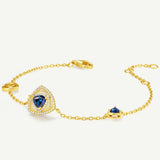 Trinity Textured Silver Bracelet in Created Sapphire