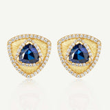 Trinity Textured Silver Earrings in Created Sapphire
