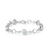 FANCIME Bracelet en Argent Sterling Tennis Pierre de Naissance d'Octobre en Opale Cœur Halo