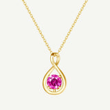 "Unendliche Umarmung" Oktober-Geburtsstein Rosa Turmalin Unendlichkeits-Symbol Sterling Silber Anhänger Halskette – Gold