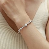 FANCIME „Square Sparkle“ Opal-Tennisarmbänder aus Sterlingsilber mit Geburtsstein Oktober 