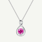 "Infinite Embrace" Geburtsstein Oktober Rosafarbener Turmalin Unendlichkeits-Symbol Sterling Silber Anhänger Halskette - Silber