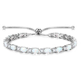„Glamour Radiance“ – Opal-Armband aus Sterlingsilber mit Geburtsstein Oktober und klassischer Bolo-Kette
