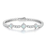 FANCIME „Square Sparkle“ Opal-Tennisarmbänder aus Sterlingsilber mit Geburtsstein Oktober 