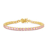 "Romance Rose" Bracelet Tennis en Argent Sterling Pierre Rose