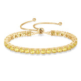 "Élégance Éternelle" Bracelet de tennis en argent sterling avec citrine jaune, pierre de naissance de novembre, chaîne bolo classique