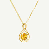 "Unendliche Umarmung" Geburtsstein November Citrin Unendlichkeits-Symbol Sterlingsilber Anhänger Halskette - Gold