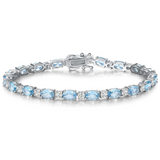 Armband „Glamour Radiance“ mit Geburtsstein März, aus Aquamarin im Fantasieschliff, Sterlingsilber
