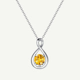 "Étreinte Infinie" Pendentif en Argent Sterling avec Symbole Infini et Pierre de Naissance de Novembre Citrine - Argent