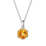FANCIME „Everbloom“ 14 Karat Massives Weißgold November Geburtsstein Citrin Anhänger mit Sterlingsilberkette Halskette