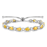 „Glamour Teardrop“ – Gelber Citrin, Geburtsstein November, Tennisarmband aus Sterlingsilber, klassische Bolo-Kette