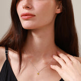 FANCIME „Everbloom“ 14 Karat Massives Weißgold November Geburtsstein Citrin Anhänger mit Sterlingsilberkette Halskette