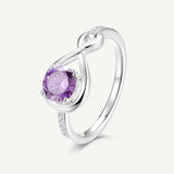 Unendlicher Umarmung Versprechensring mit Amethyst