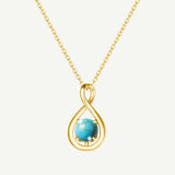 „Unendliche Umarmung“ Dezember-Geburtsstein Türkis Unendlichkeits-Symbol Sterling Silber Anhänger Halskette – Gold