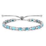 „Glamour Radiance“ – Türkis-Tennisarmband aus Sterlingsilber mit Geburtsstein Dezember und klassischer Bolo-Kette