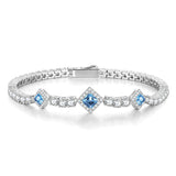 FANCIME „Square Sparkle“ Dezember-Geburtsstein-Topas-Tennisarmbänder aus Sterlingsilber 