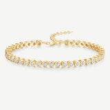 FANCIME "Orbit" Klassisches Tennisarmband aus Sterlingsilber mit Lünette und verstellbarer Kette