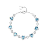 FANCIME "Mme Charmante" Bracelet de Tennis en Argent Sterling avec Cœur Halo et Pierre de Naissance de Décembre Topaze