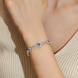 FANCIME „Square Sparkle“ Dezember-Geburtsstein-Topas-Tennisarmbänder aus Sterlingsilber 